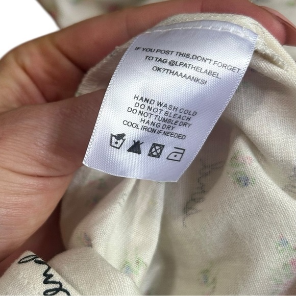 Revolve LPA Dress Send Nudes Floral Print White Linen Puff Sleeve Mini Dress XL - Picture 10 of 11